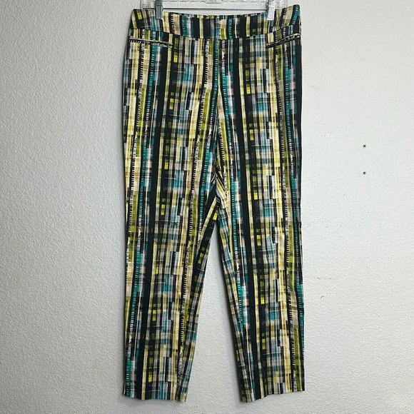 Lafayette 148 New York Size 8 Multicolor Geometric Print Ankle Pant Career Work - Picture 1 of 14